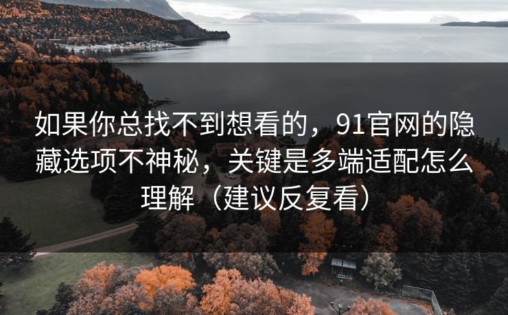 如果你总找不到想看的,91官网的隐藏选项不神秘,关键是多端适配怎么理解(建议反复看)