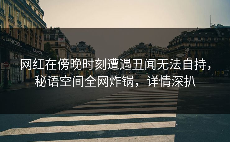 网红在傍晚时刻遭遇丑闻无法自持,秘语空间全网炸锅,详情深扒 网红在傍晚时刻遭遇丑闻无法自持,秘语空间全网炸锅,详情深扒