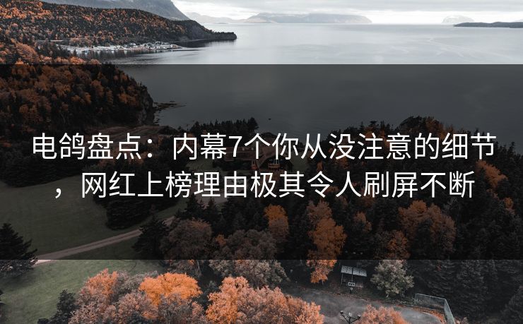 电鸽盘点:内幕7个你从没注意的细节,网红上榜理由极其令人刷屏不断