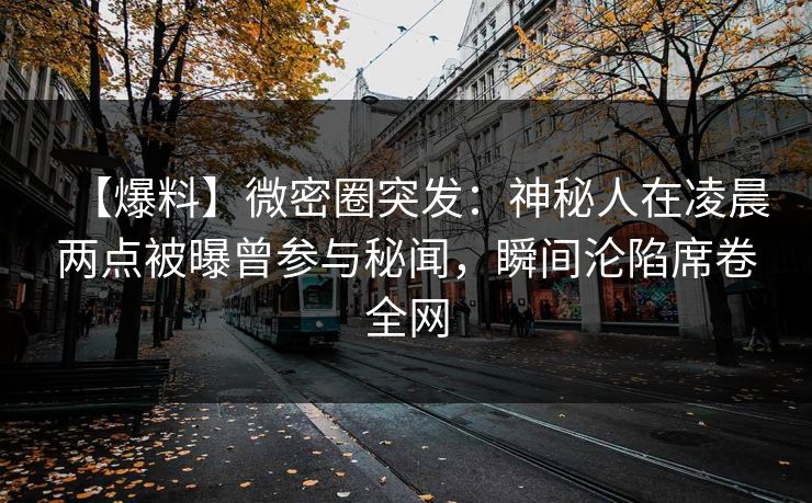 【爆料】微密圈突发：神秘人在凌晨两点被曝曾参与秘闻，瞬间沦陷席卷全网
